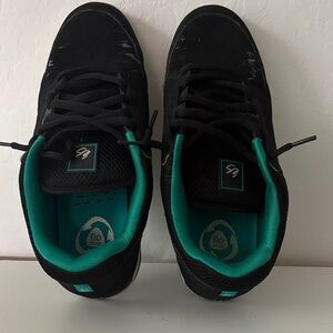 Men's Black Sneakers with Teal Lining - Comfortable Lace-Up Trainers